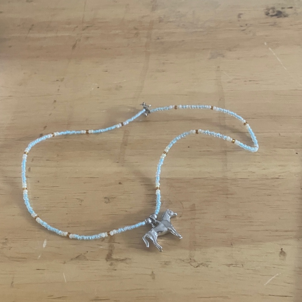 FINAL MARKDOWN Beaded Necklace with Horse Pendant